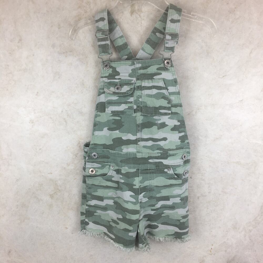 Lucky Brand  Girl's Green Como Croped Overalls Shorts  Kid's Size 7